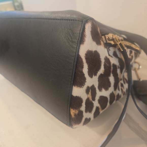 Furla Pony Style Calf Hair Leather Leopard Animal Print Satchel Shoulder Bag - Picture 10 of 16
